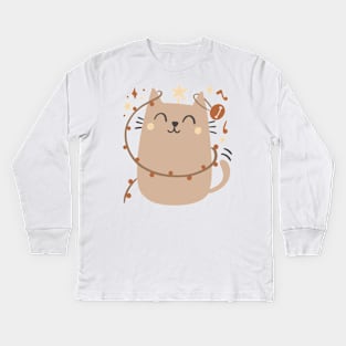 Cute Christmas cat Kids Long Sleeve T-Shirt